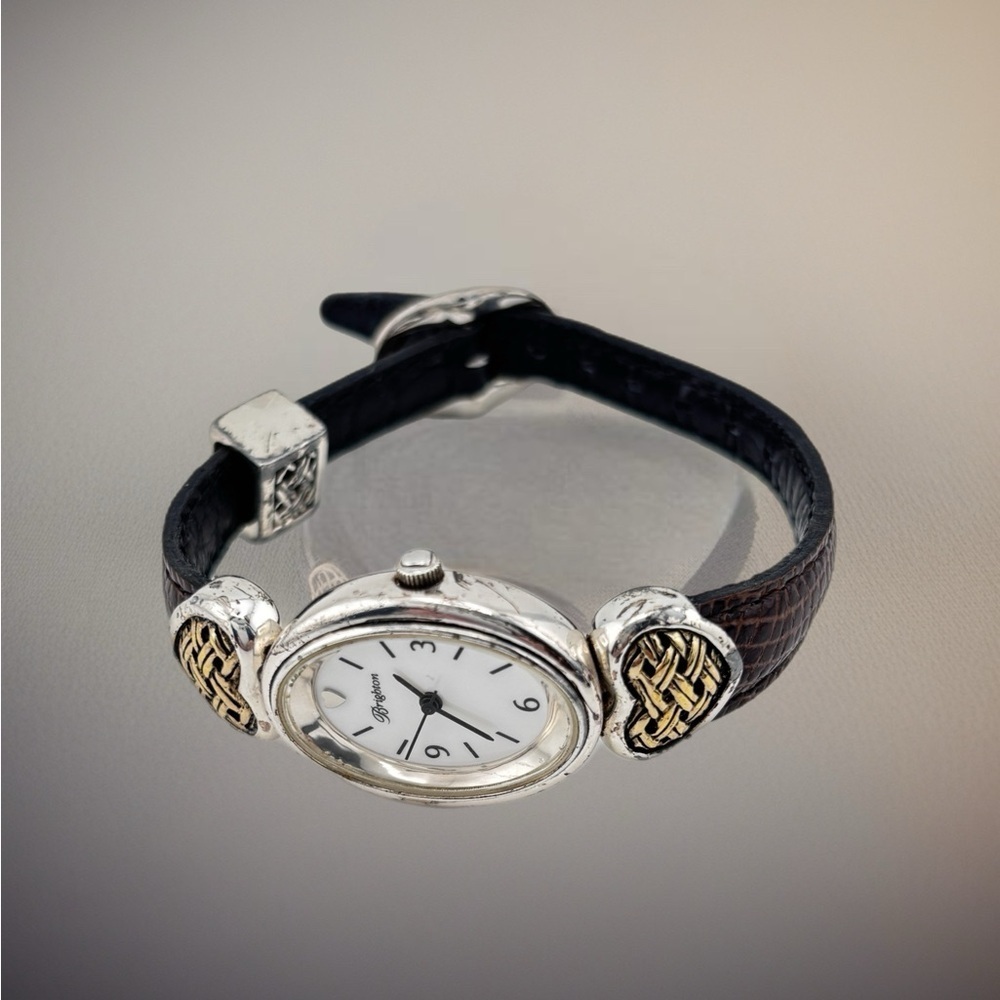 Brighton Glasgow watch with reversible leather band two-tone accentsNew Battery